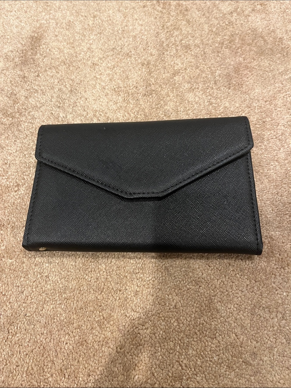 Textured Black Envelope Clutch Wallet